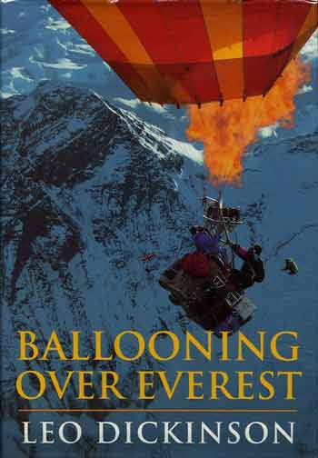 
Andy Elson and Eric Jones in the first balloon with the towering Everest Southwest Face - Ballooning Over Everest book cover
